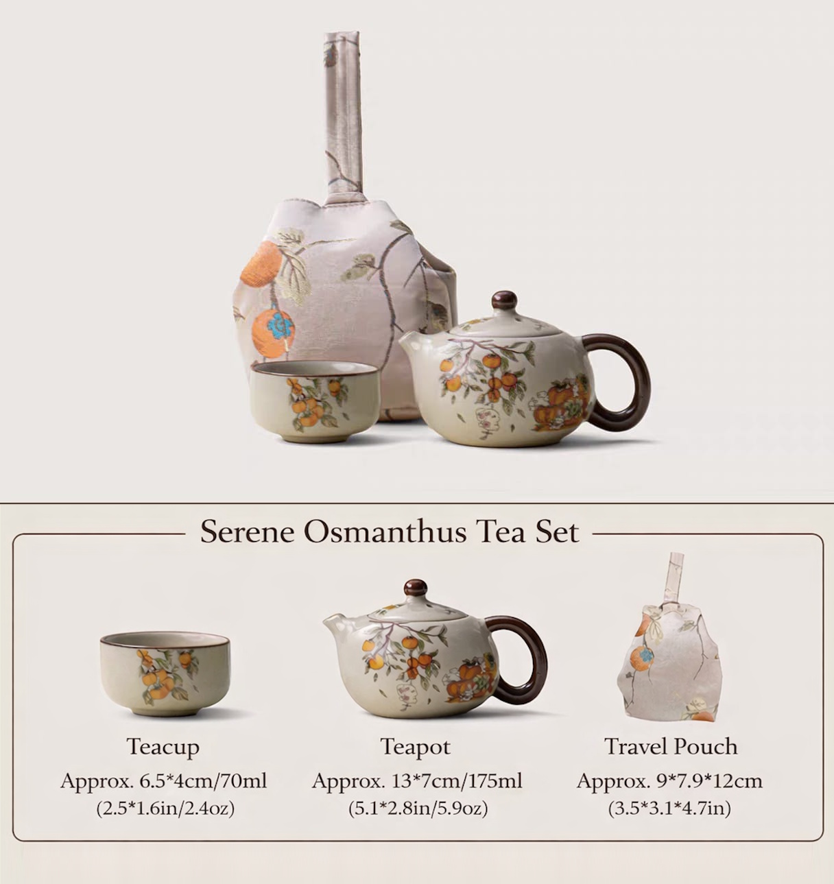 Silk persimmon travel tea set for Chinese tea
